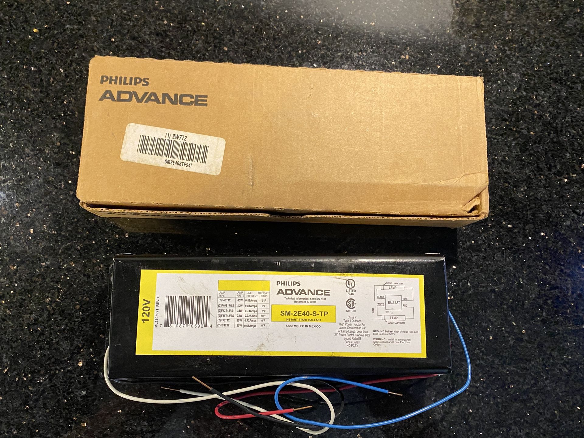 PHILIPS ADVANCE SM-2E40-S-TP Instant Start Ballast 120V For 2-Fluorescent Lamps