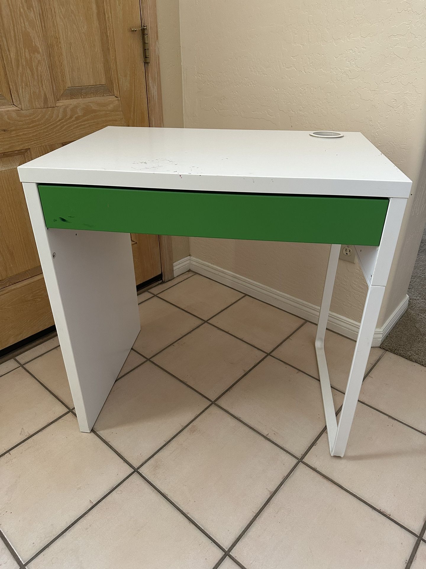 IKEA MICKE White Desk / Green Drawer
