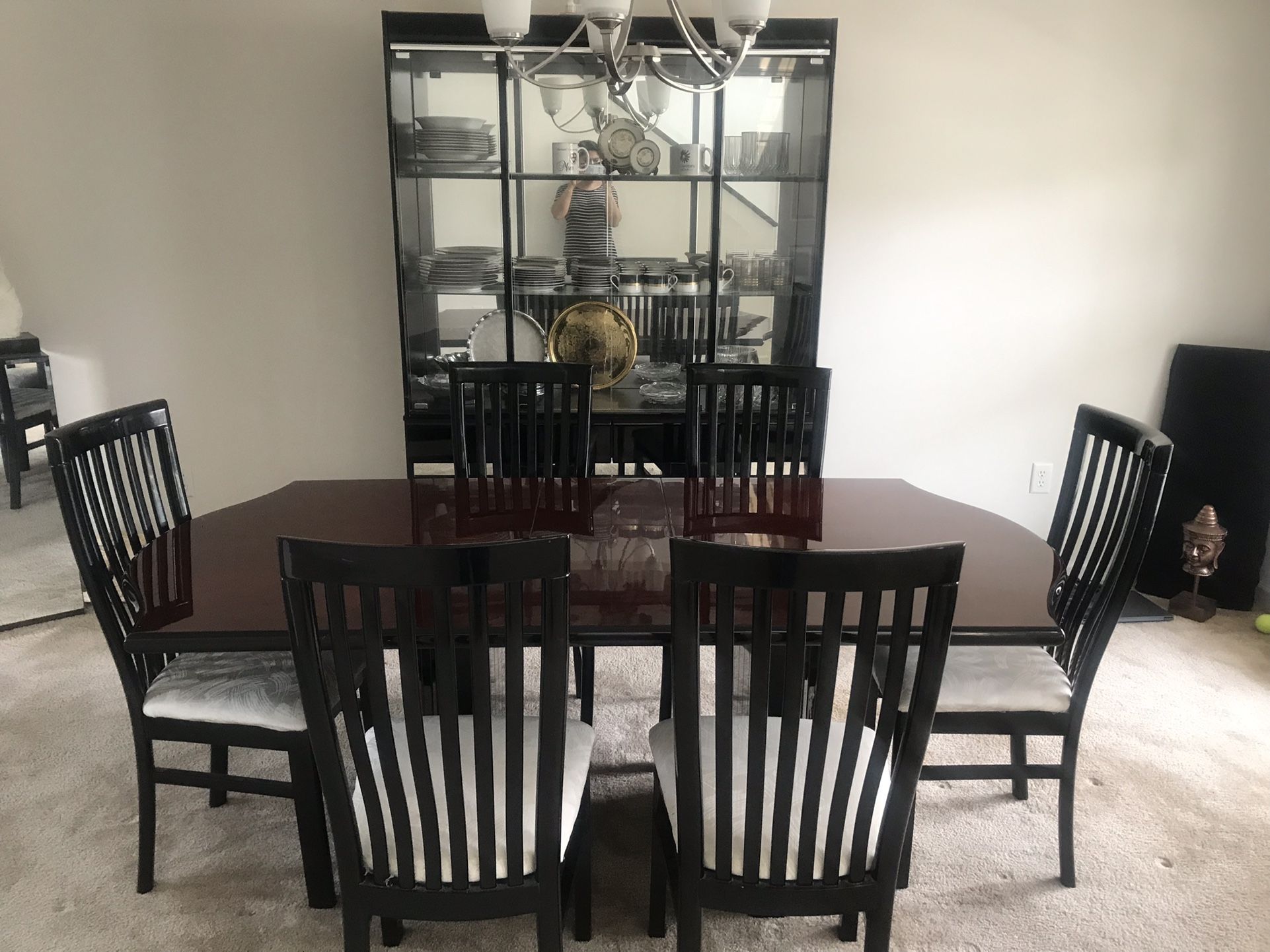 Dining Table With China Cabinet And 8 Chairs 