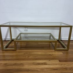 Glass Coffee Table (“Brushed Gold”) 