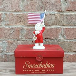 Vintage Department 56 Snowbabies Babies On The Farm "God Bless America" Figurine 