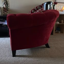 Red velvet loveseat 