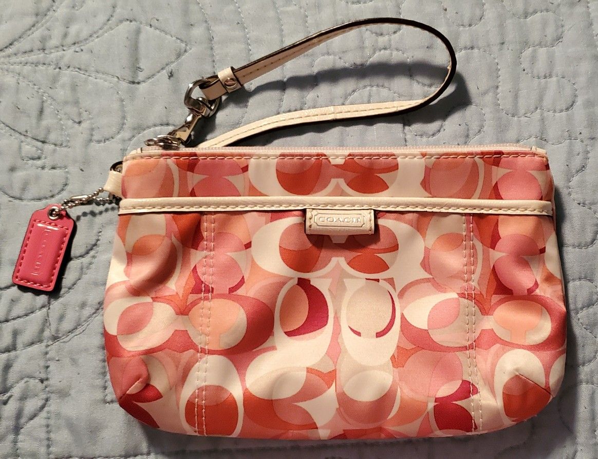 Pink & White Coach Wristlet