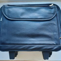 Brookwood Travelers Original Leather Rolling luggage with handle...was $200 new.