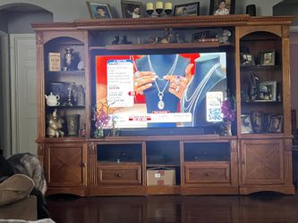 Solid Oak Entertainment Center.