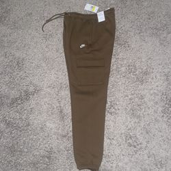 Nike Men’s Sweats Taper Leg Cargo Pockets Brown S
