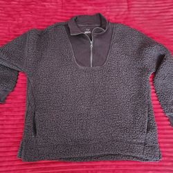 Aerie Fuzzy Quarter Zip Pullover SIZE S 