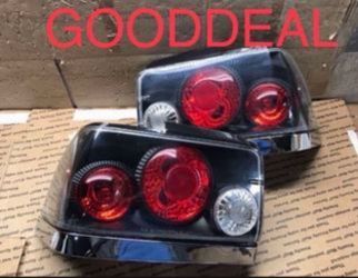 #OT74 93-1997 Toyota Corolla Sedan Jdm Black Taillights Tail Light Pair Set taillight