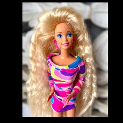 Vintage 1991 Mattel Totally Hair Barbie Doll Blonde 11.5" Fashion Doll