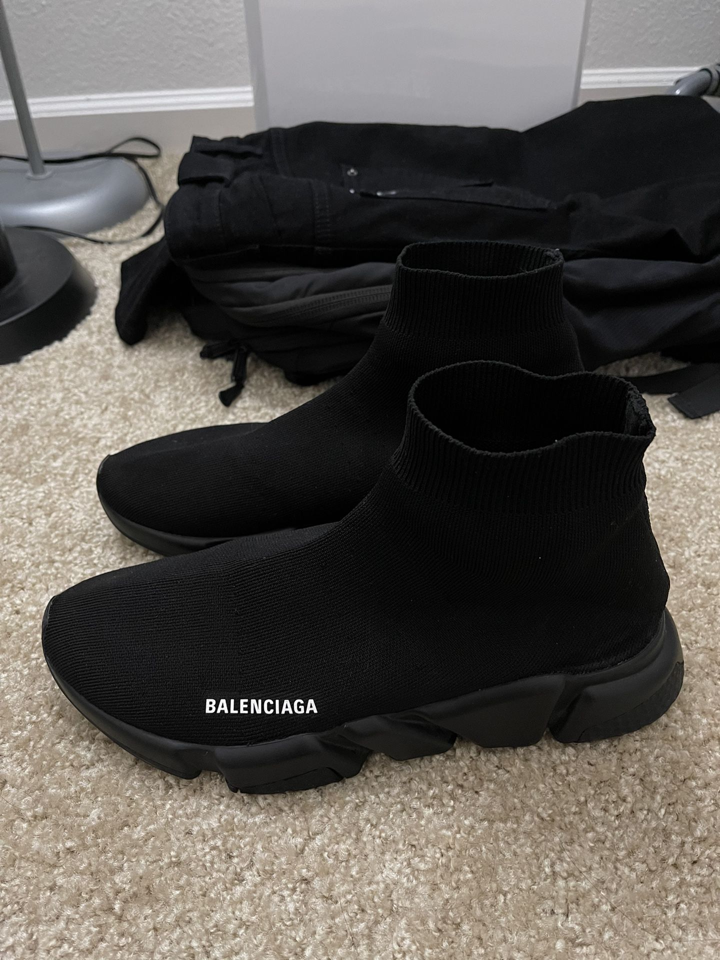 Balenciaga speed trainer all over logo high top sock sneaker Size 9