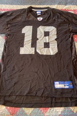 Vintage Reebok NFL Oakland Raiders Randy Moss #18 Jersey Men’s Size L.