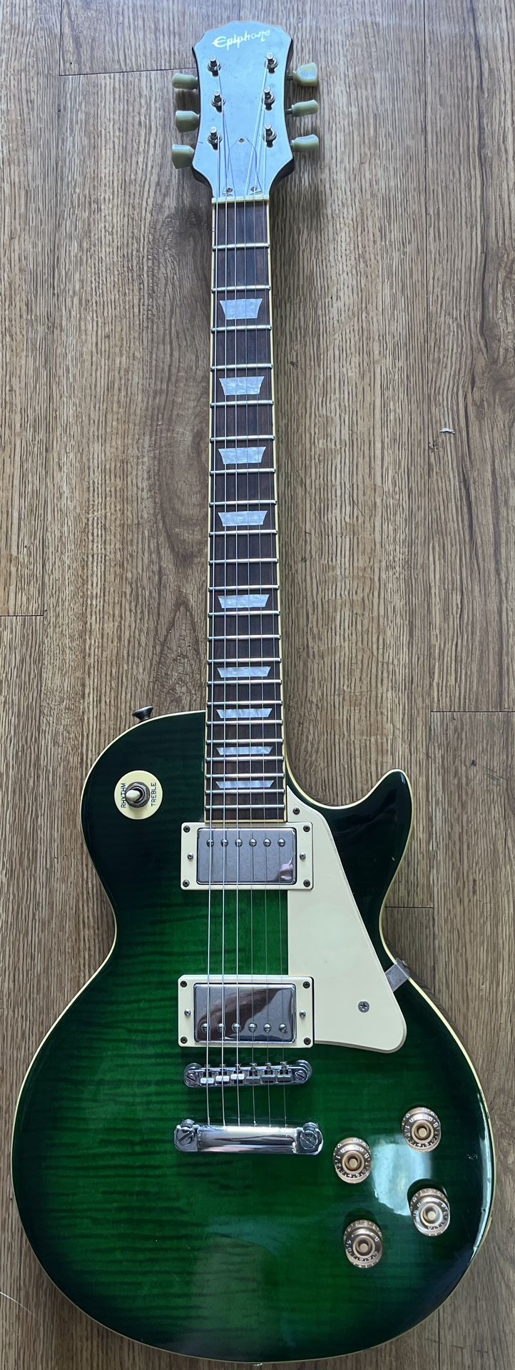 EPIPHONE LES PAUL STANDARD PLUS TOP ELECTRIC GUITAR TRANS GREEN