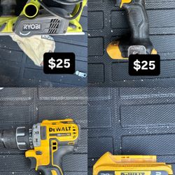 Dewalt Drill,Impact , Battery , Ryobi Planer