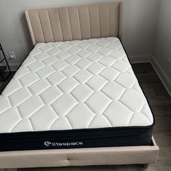 Full Size Bed Frame + Mattress Bundle (Like New)