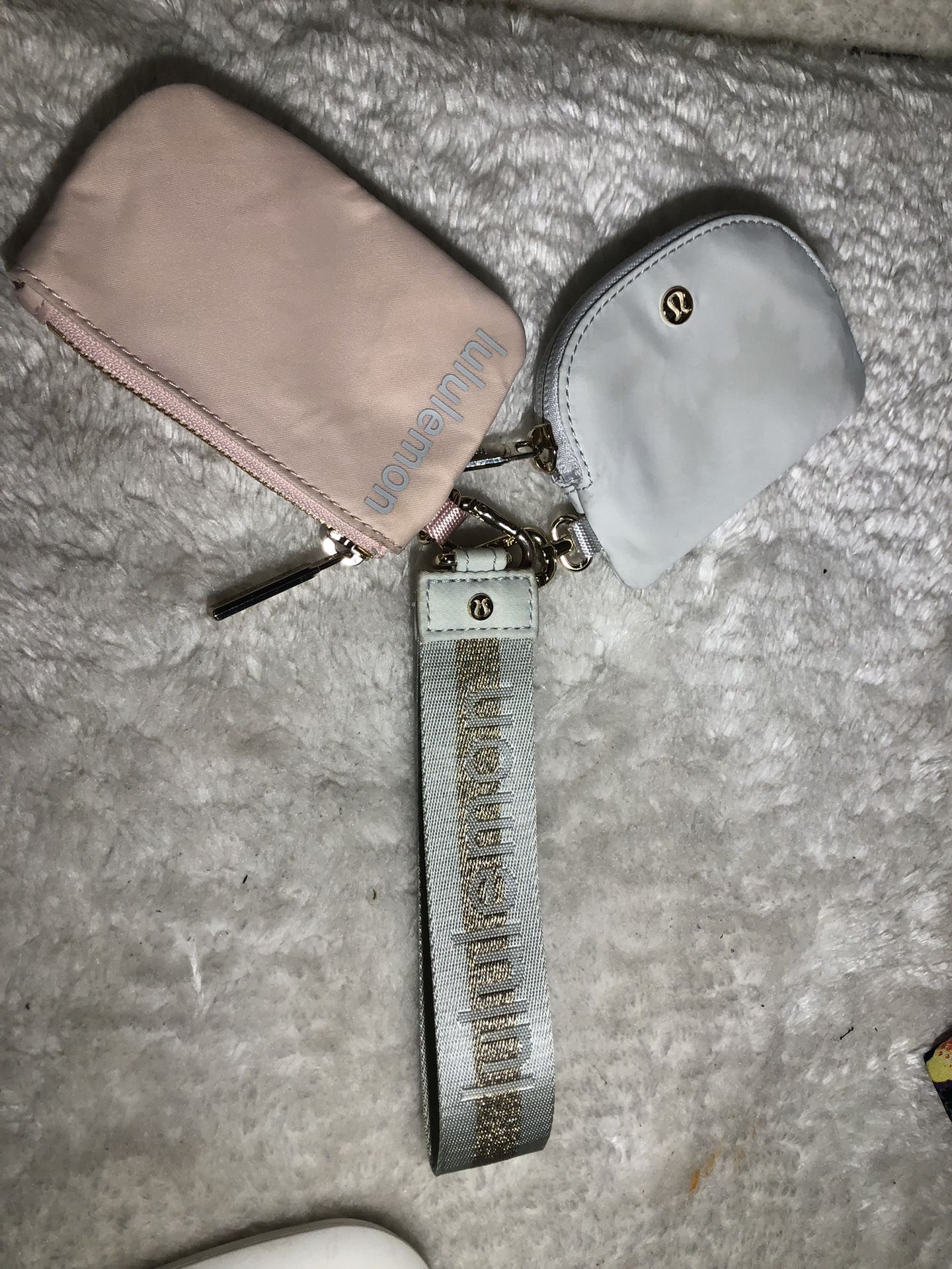 Lululemon Dual Pouch Wristlet In Vapor Gold White