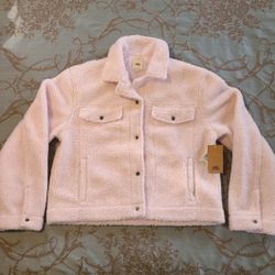 Vans Boxy Sherpa Light Pink Shacket Jacket Women's Size Large