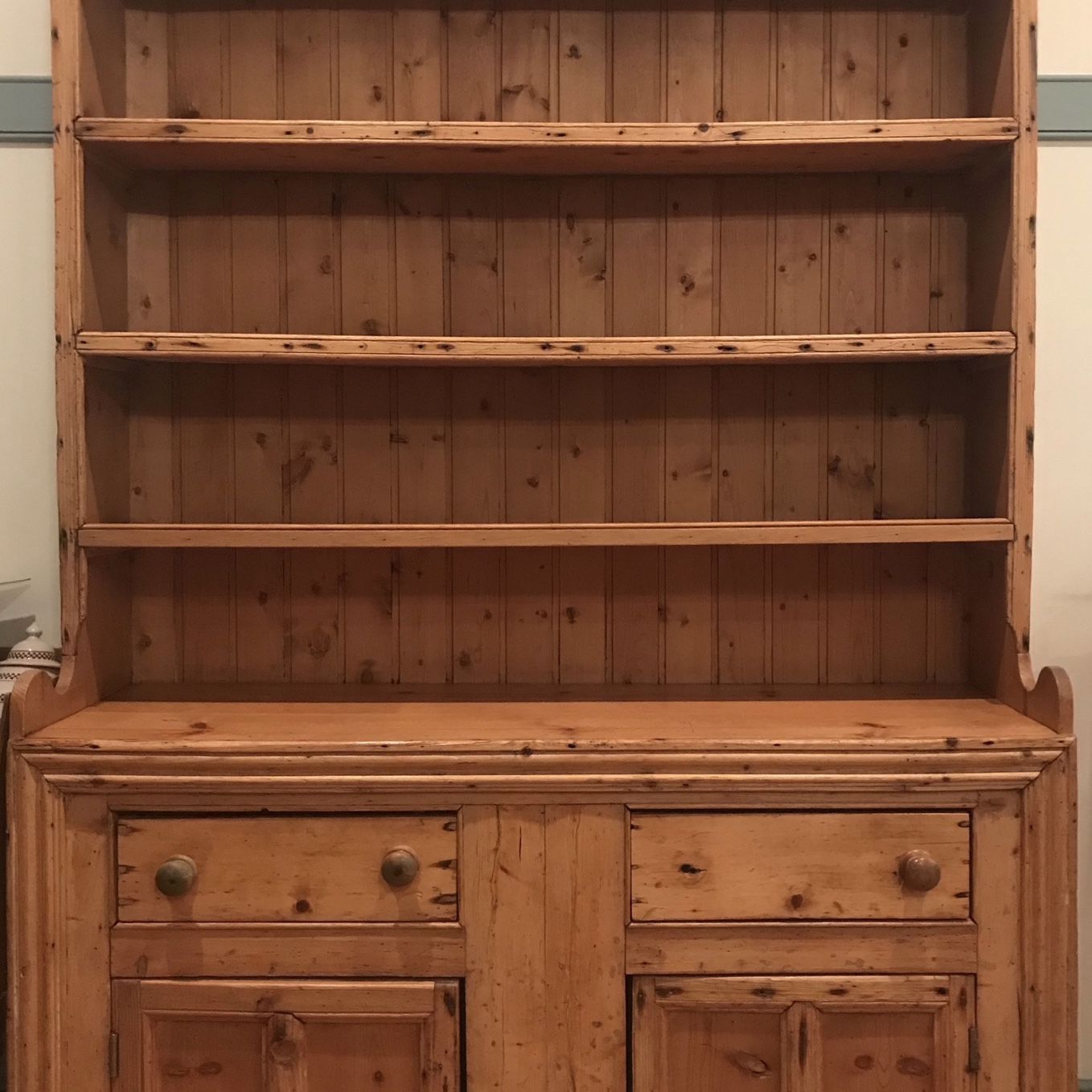 Antique English Pine Stepback Cupboard