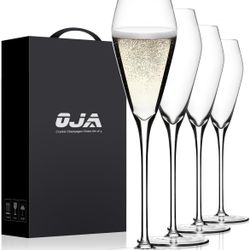 NEW Champagne Flutes Glasses Set of 4, Hand Blown Crystal Wedding Flutes Glass, Ideal for Weddings, Anniversaries, Christmas, Special Days, 10.5 inch,