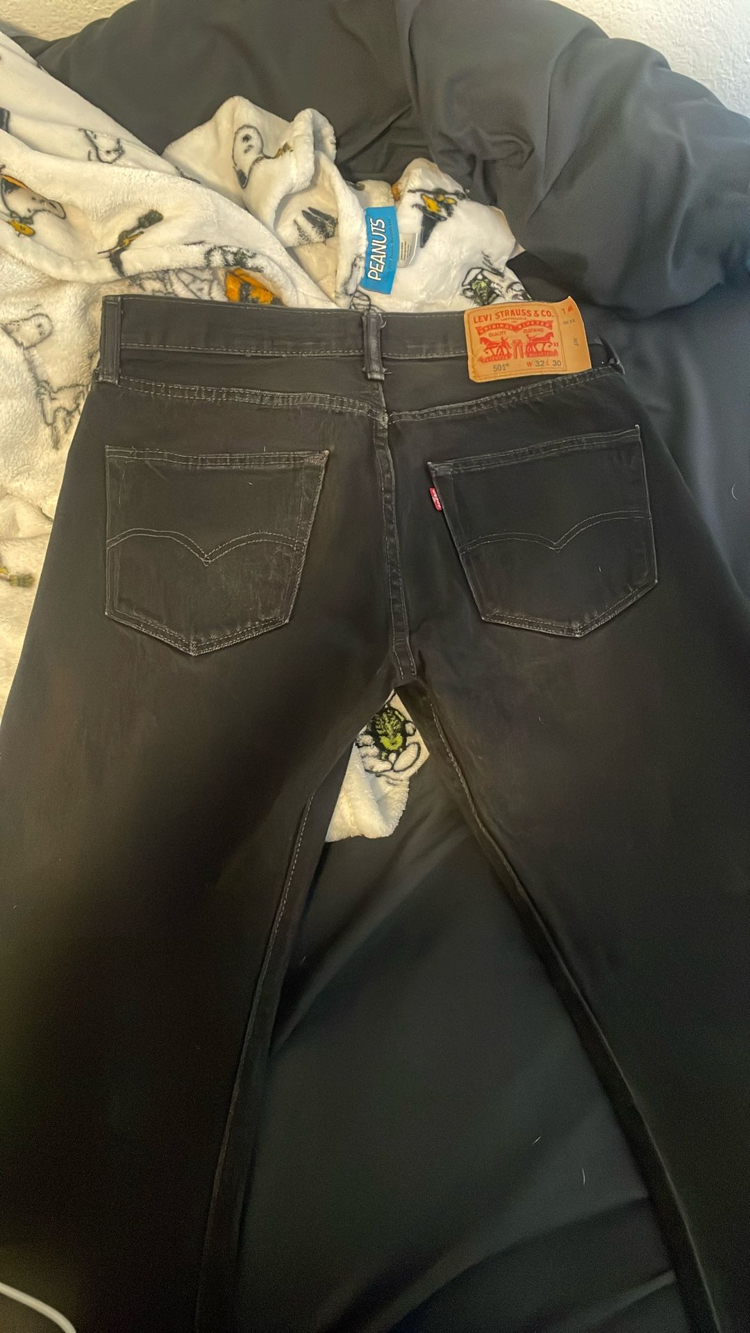 W 32- L 30 Levi’s Black 501’s With Bronze Buttons