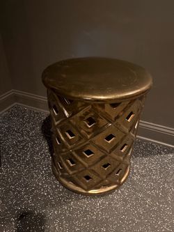 Gold Metal Lattice Garden Stool Side Table