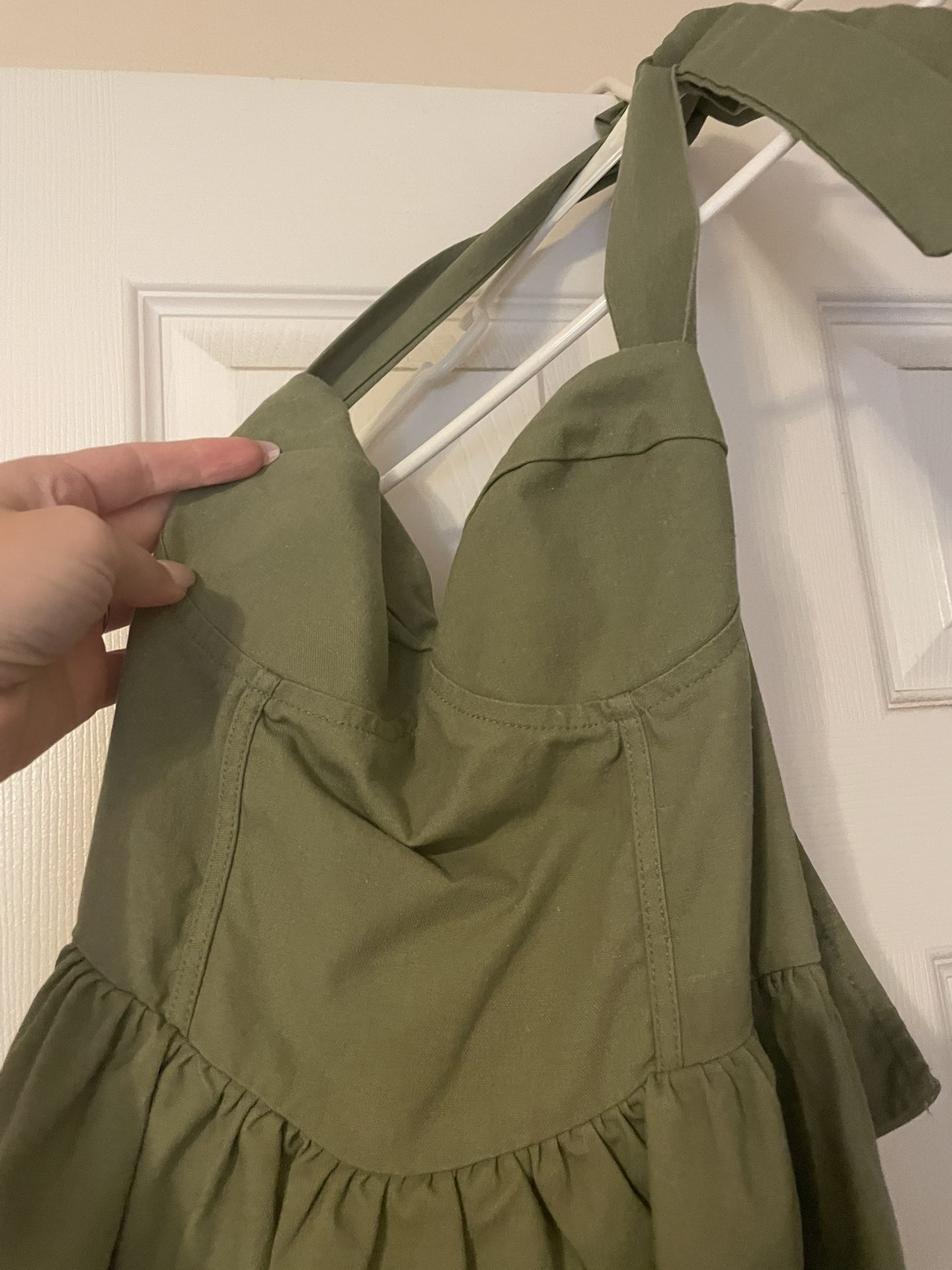 Women’s green halter top tie, baby doll dress