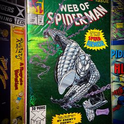 WEB OF SPIDER-MAN #100 NM- (Marvel 1993) Spider-Armor, Giant-Sized, Foil Cover