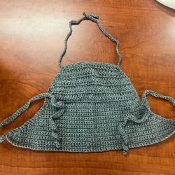 Ash Grey Hand Crochet Halter Top🩶