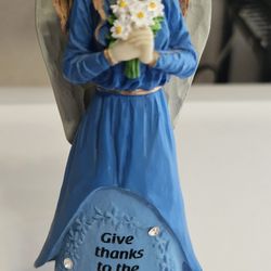 RELIGIOUS ANGEL FIGURINE WITH SMALL RHINESTONES Psalm 118 :1
