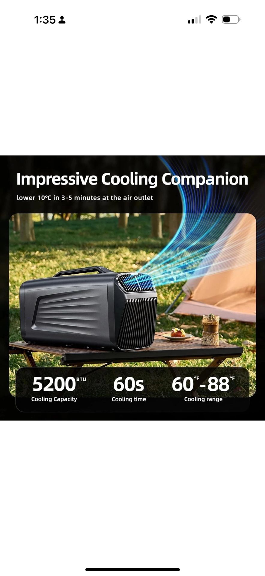 Portable Camping Air Conditioner Tent Cooler for Outdoor Use​ 5200BTU new