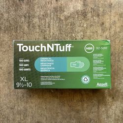 Ansell TouchNTuff Chemical Resistant Disposable Gloves Nitrile 100 Pairs Size XL