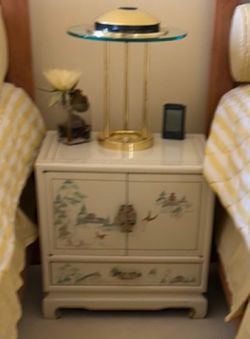 Vintage Asian Painted Nightstand.