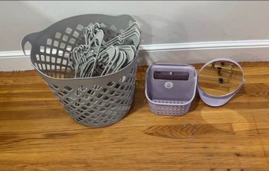 Home Organization Bundle – Laundry Basket, Hangers, Mirror & Bath Caddy