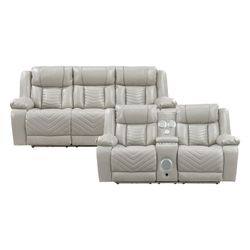 2pc Set: Sofa, Love Seat(Power) Grey