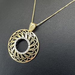 14kt Gold Two Tone Open Circle Necklace & Pendant Combo 2.00grams 165072 13