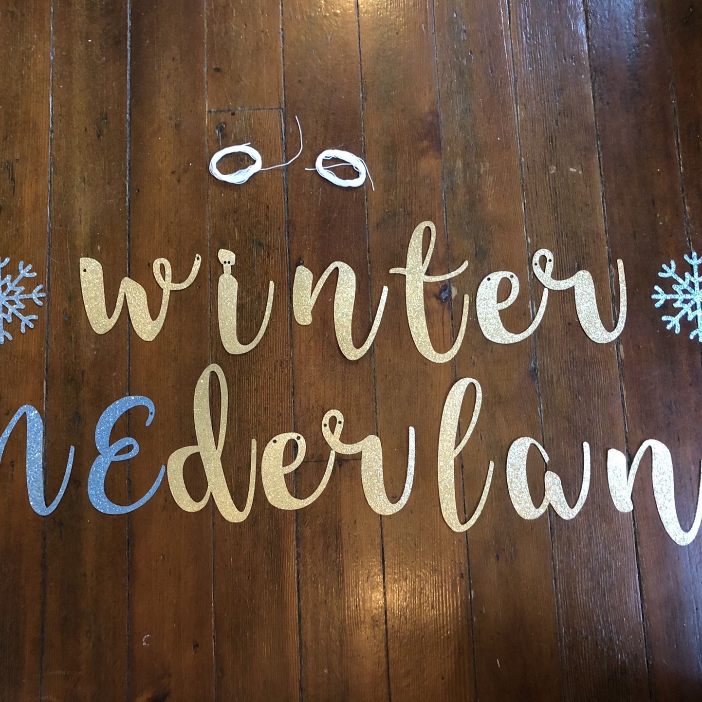Gold and Blue “Winter ONEderland” First Birthday Party Sign and “one” Cake Topper