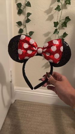Disney Ears - Red and White Bow 