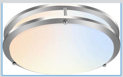 hykolity 16 inch Dimmable LED Flush Mount Ceiling Light Fixture, Nickel, 36W, 2200LM, 2.7/3/3.5/4K/5K Adjustbale, 120Â°Light Angle, CRI90, Ceiling Lam