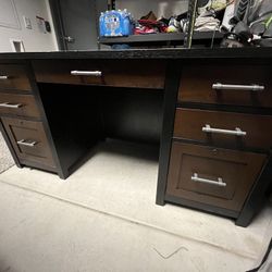 Wood Desk – 27” x 62”, 7 Drawers, Locking File Drawers