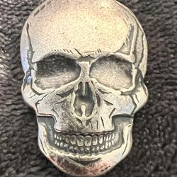 2 oz  .999 Silver Hand Poured - Human SKULL