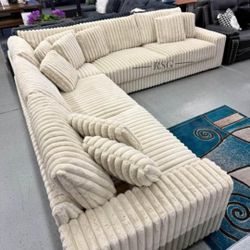 Costumize Fluffy Corduroy Sectional Couch Set ✨ Color Options Fast Delivery ⭐$39 Down Payment with Financing ⭐ 90 Days same as cash