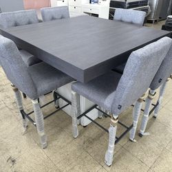 New Grey Dining Table With 6 Chairs