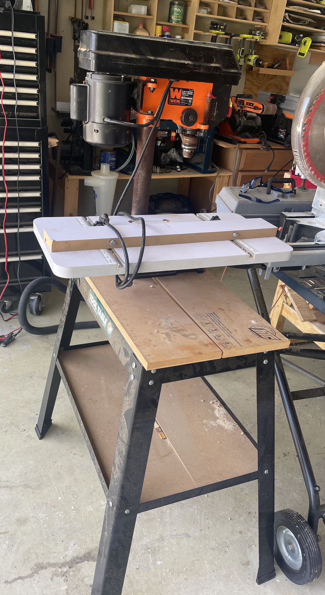 Drill Press With Tool Table