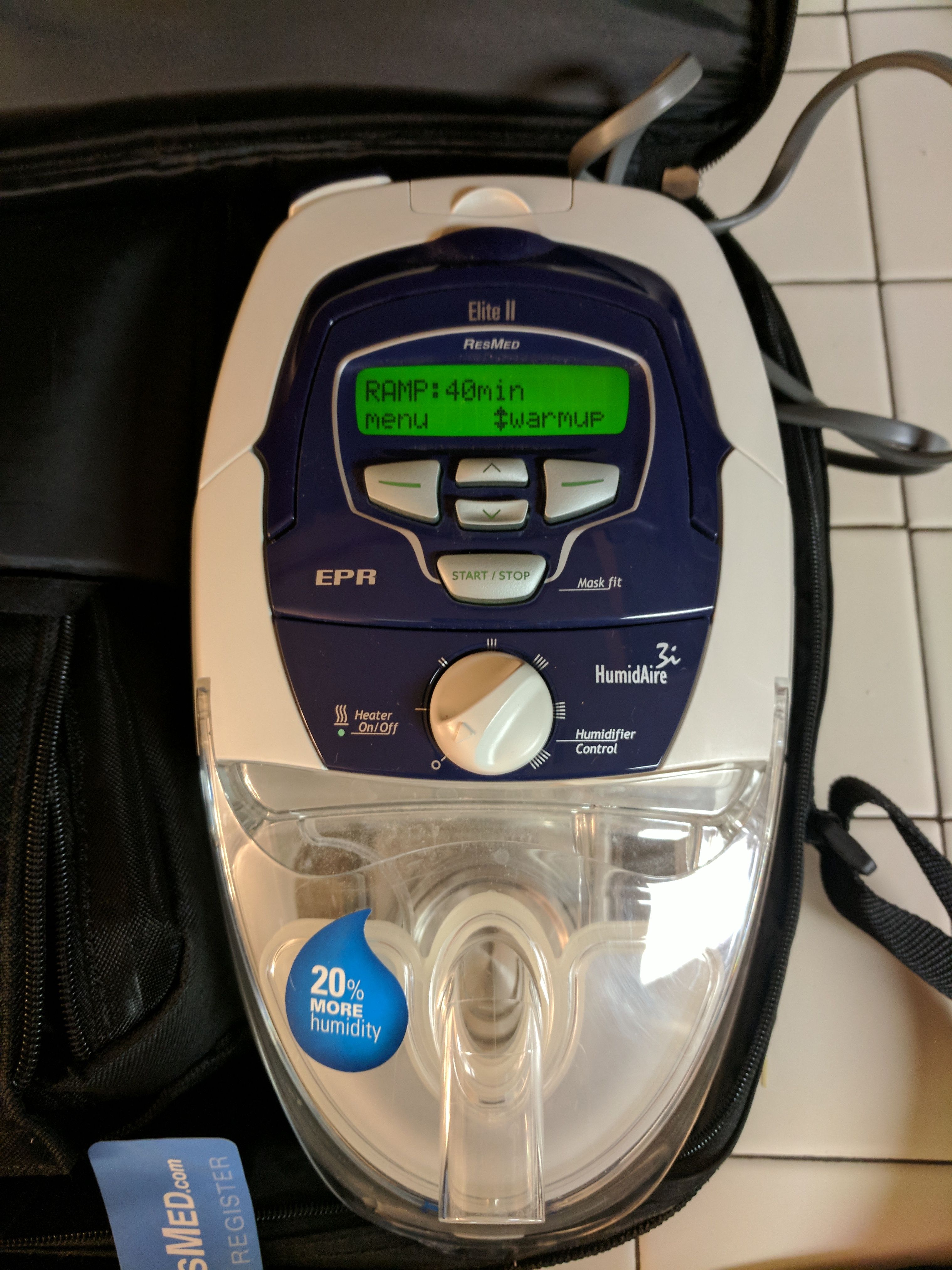 Resmed Elite II CPAP Sleep Apnea Machine w case and Humidifier for Sale