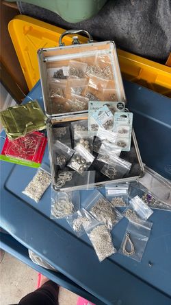 Silver Jewelry Making Supplies Lot with Case