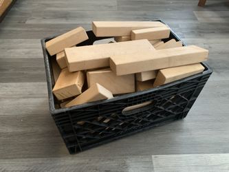 Crate Of Assorted Large Wooden Play Blocks