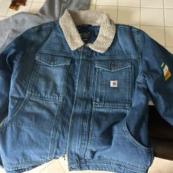 Carthartt 0j5478-m Denim Sherpa Lined Jacket Regular Medium Brand New