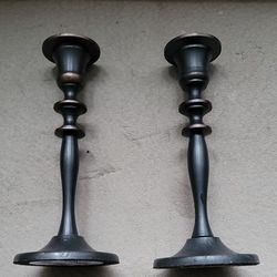 Black Taper Candle Holder Set - 8.5 Inch Tall, Metal Candlesticks, Matte Black