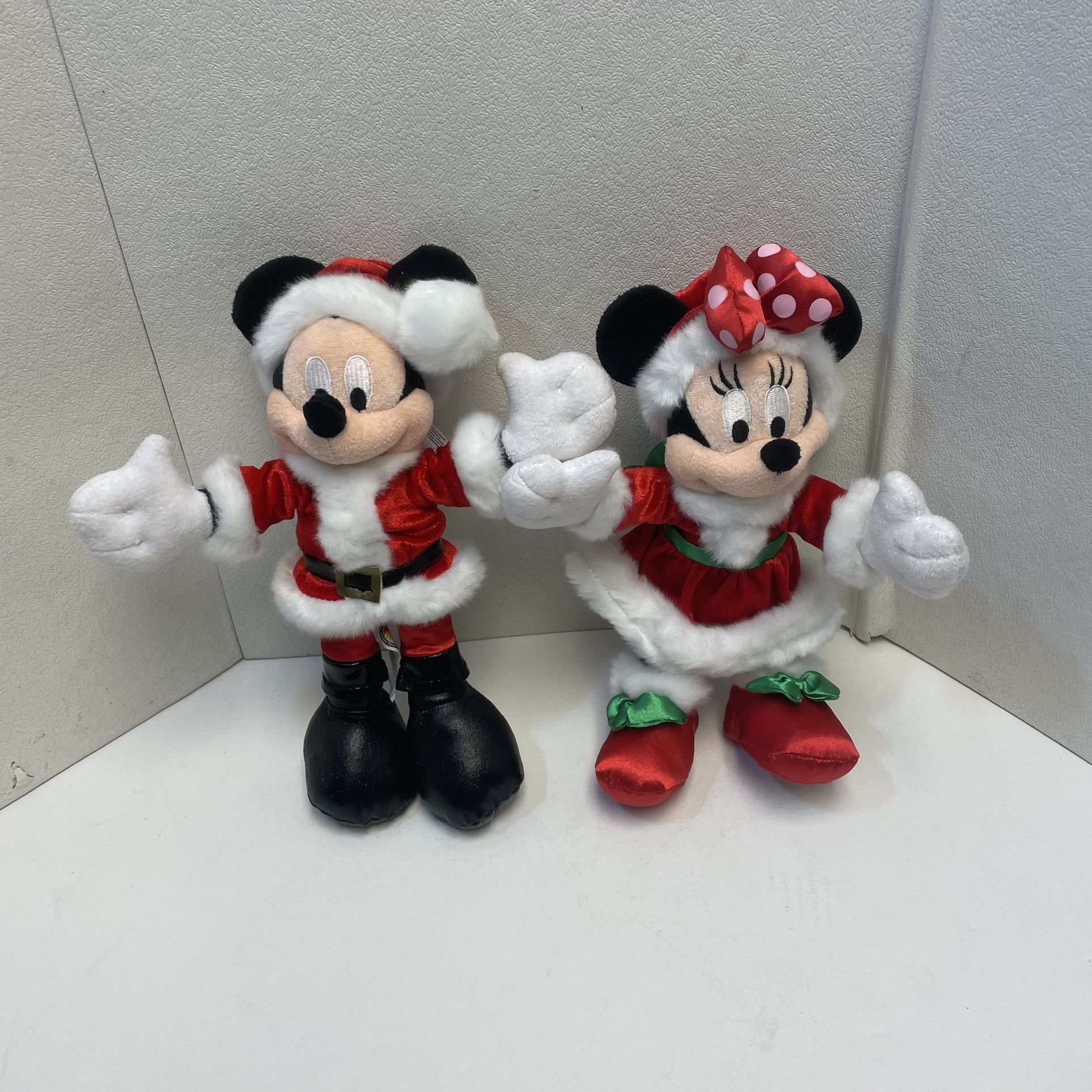 2008 Mickey & Minnie Mouse Plush Christmas Santa Clause Disney Parks Holiday NWT