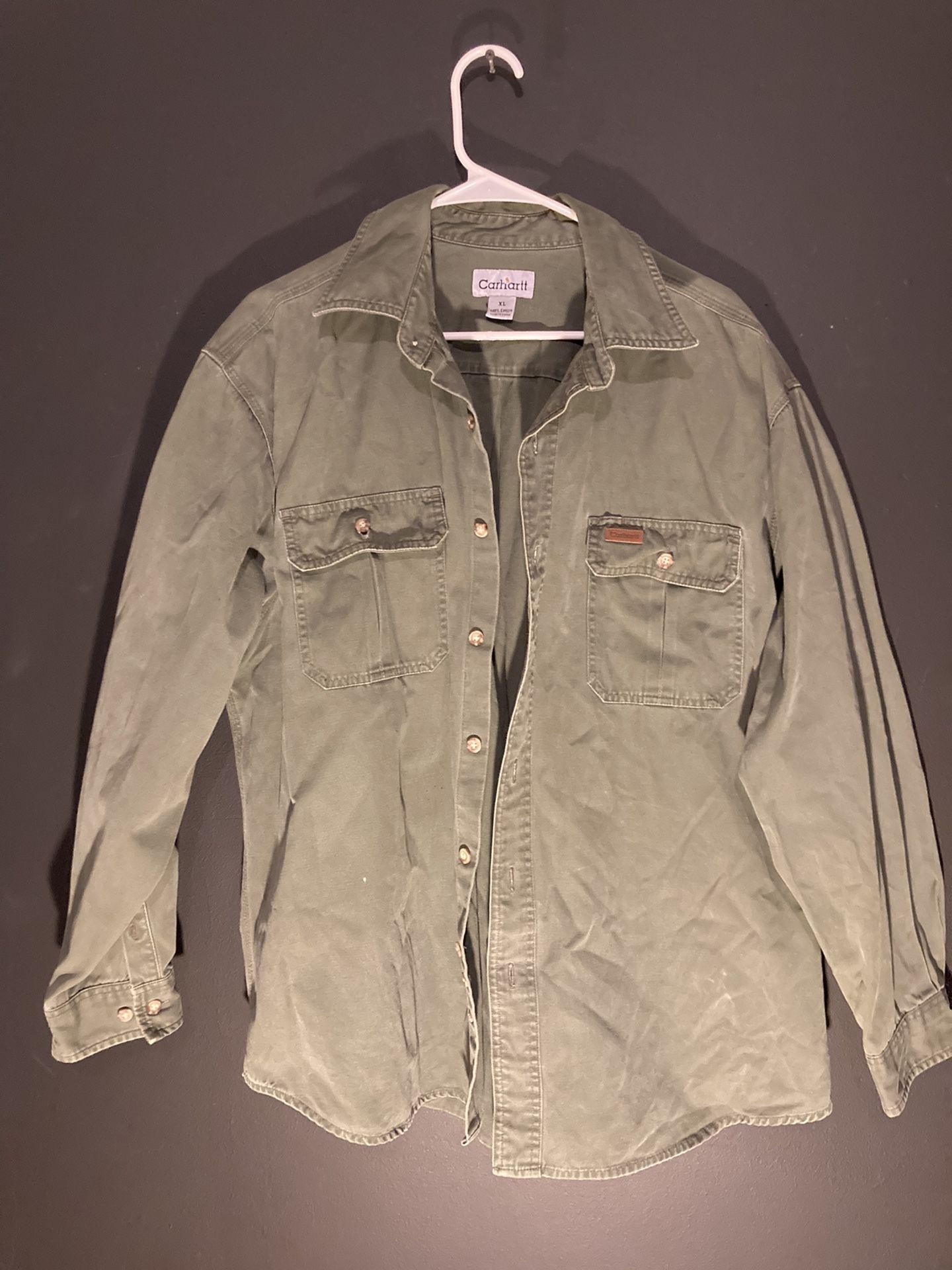 Carhartt Mens Button Down Shirt Jacket Size XL