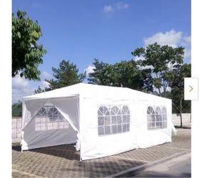 10'x20' Outdoor Party Tent, Large Wedding Birthday Tents for Parties, White Canopy Tent with 6 Removable &@used